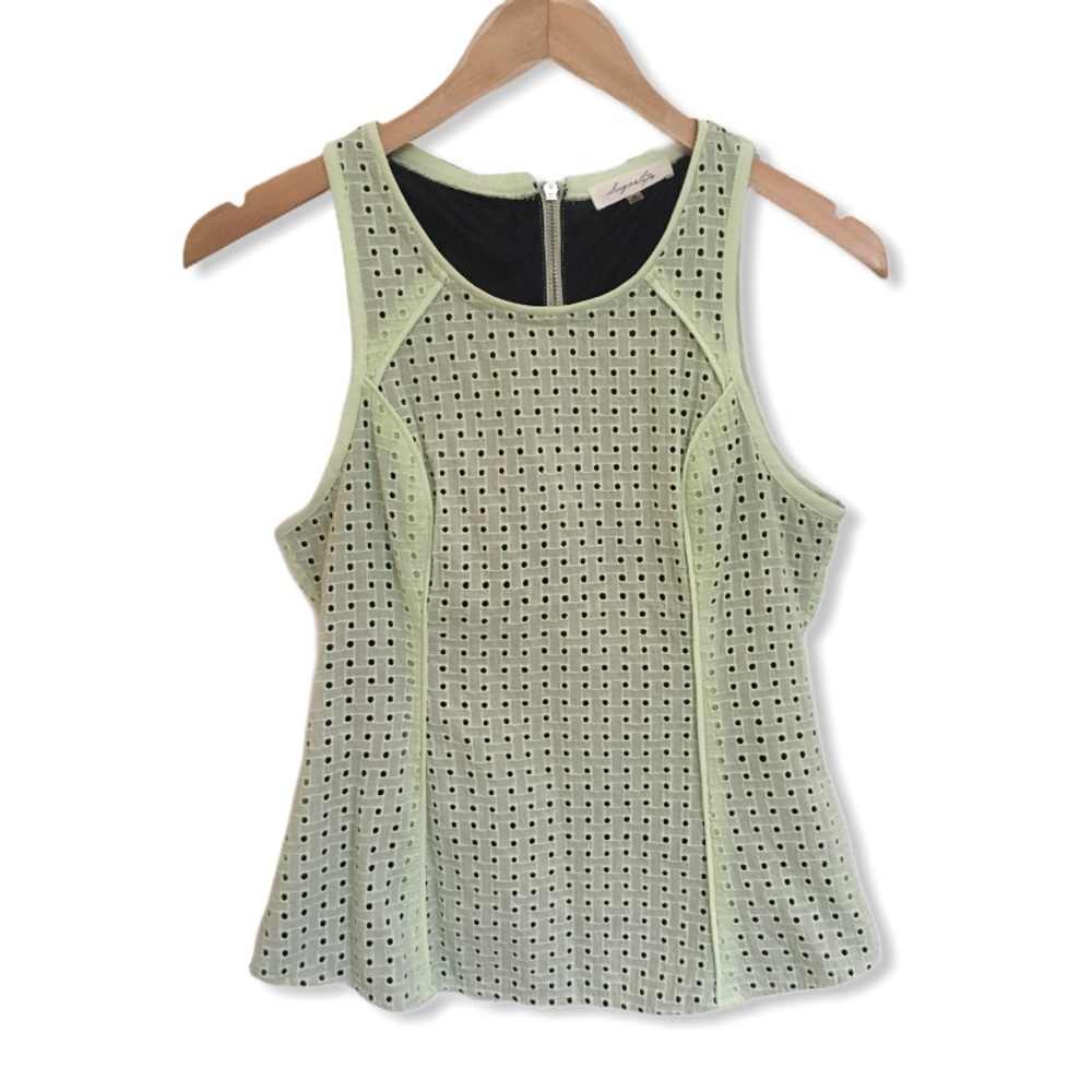 Back-zip eyelet tank in pastel green